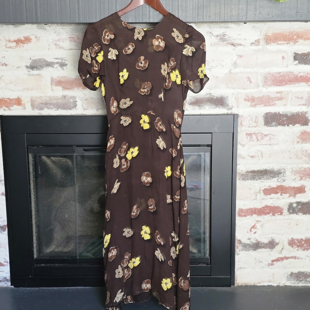 PRADA Fall 2000 Runway Floral Chiffon Dress